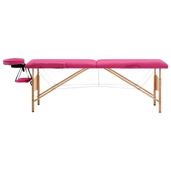 Hopfällbar massagebänk 2 sektioner trä rosa