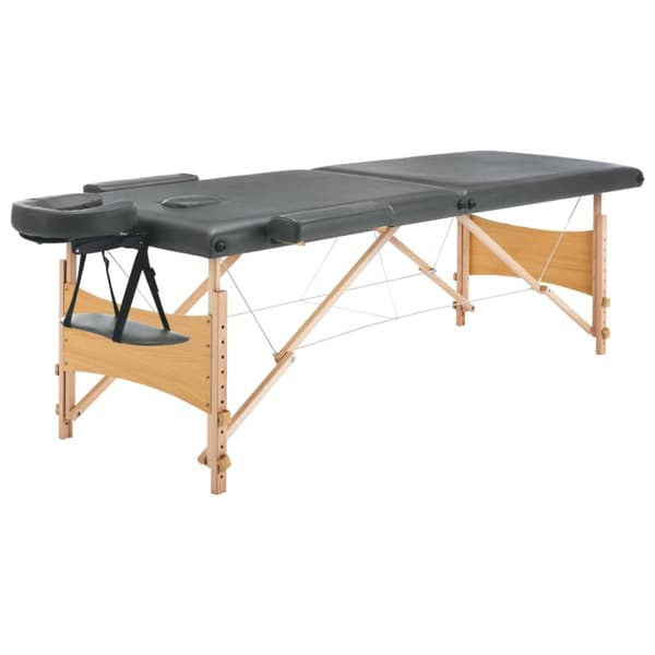Massagebänk med 2 zoner träram antracit 186x68 cm