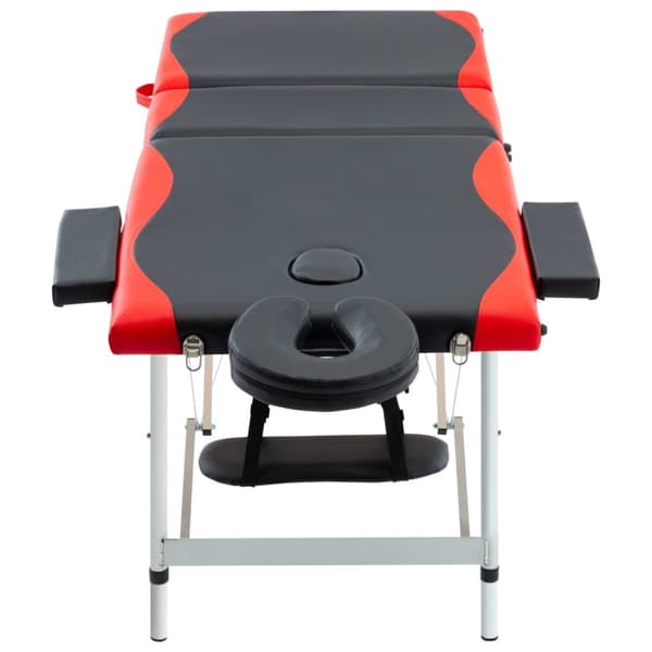 Hopfällbar massagebänk 3 sektioner aluminium svart och röd
