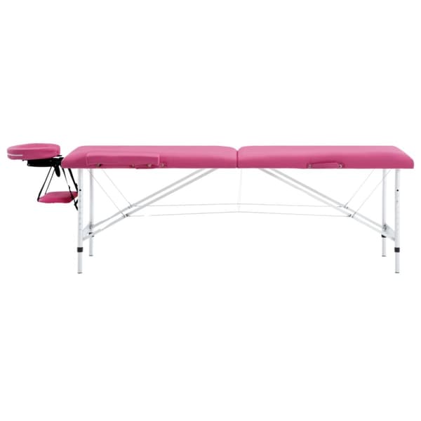 Hopfällbar massagebänk 2 sektioner aluminium rosa