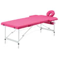 Miniatyrbild 1 av 2: Hopfällbar massagebänk 2 sektioner aluminium rosa