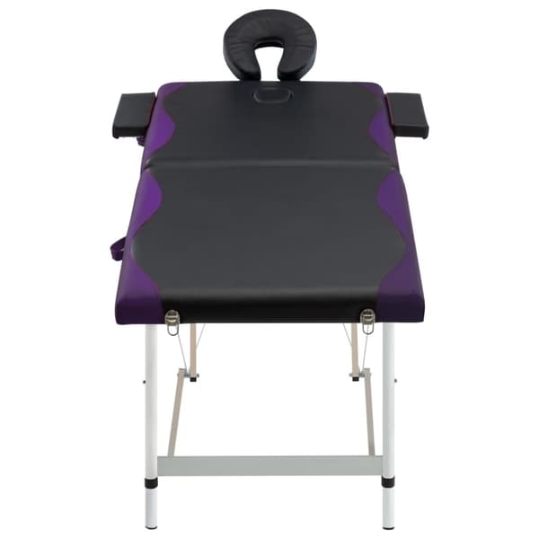 Hopfällbar massagebänk 2 sektioner aluminium svart och lila