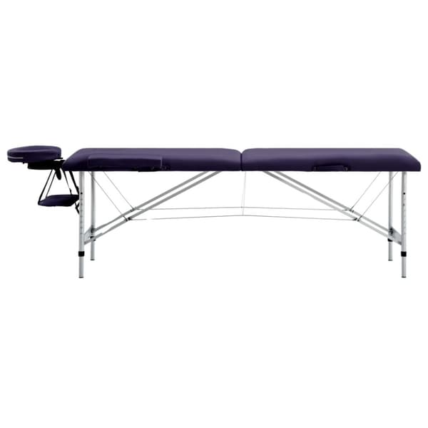 Hopfällbar massagebänk 2 sektioner aluminium lila
