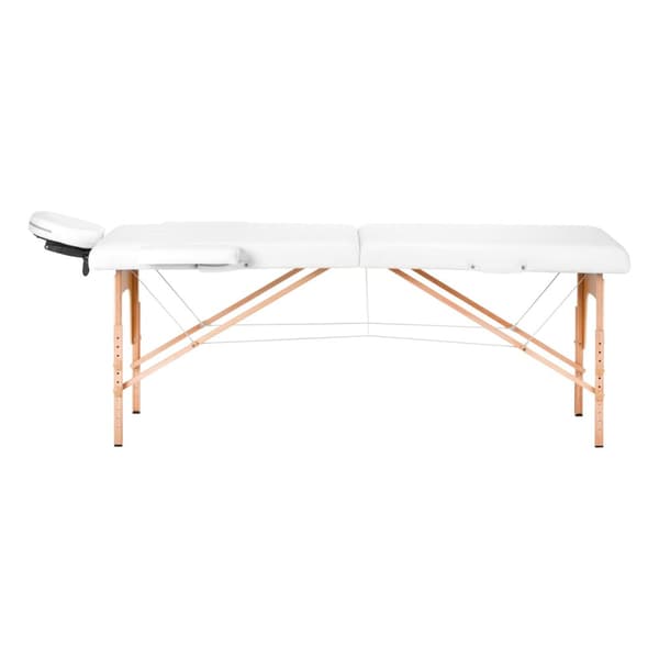 Komfort Activ Fizjo Lux hopfällbart massagebord i trä, 2 segment, 190x70, VIT