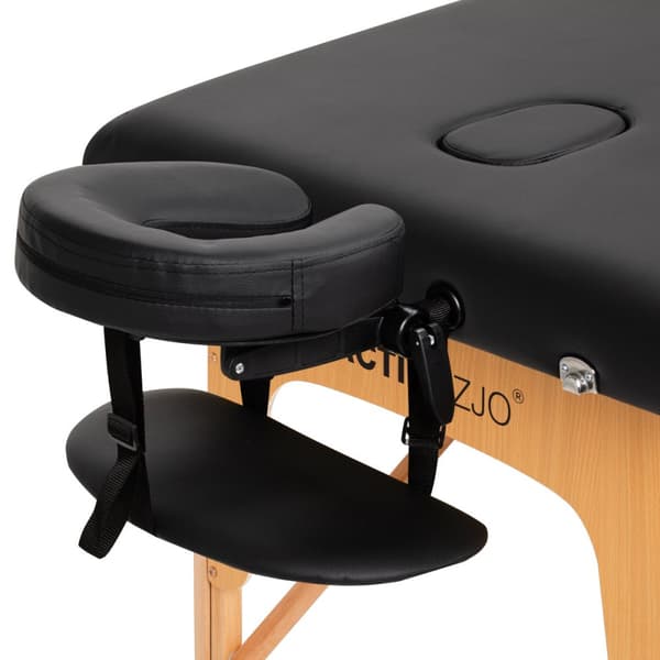 Komfort Activ Fizjo Lux hopfällbart massagebord i trä, 3 segment, 190x70, svart