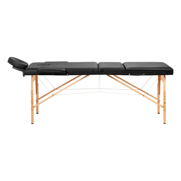 Komfort Activ Fizjo Lux hopfällbart massagebord i trä, 3 segment, 190x70, svart