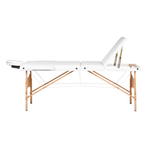 Komfort Activ Fizjo Lux hopfällbart massagebord i trä, 3 segment, 190x70, VIT