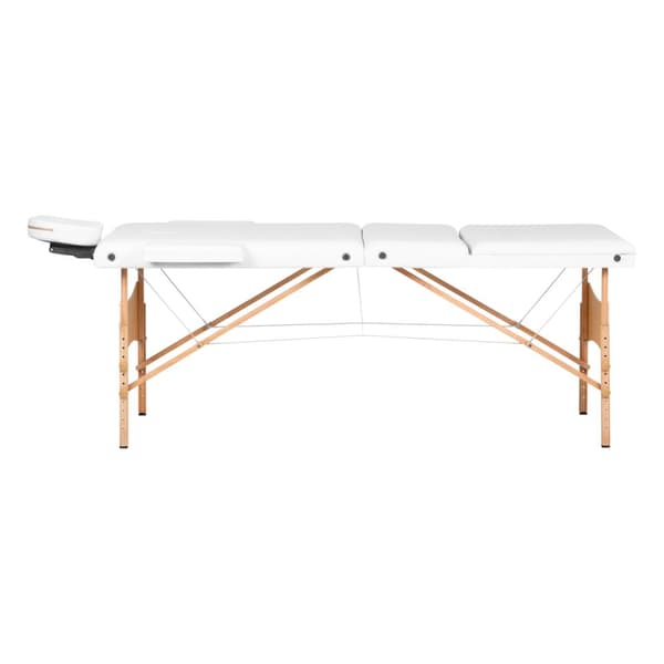 Komfort Activ Fizjo Lux hopfällbart massagebord i trä, 3 segment, 190x70, VIT