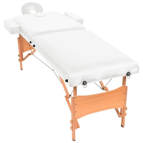 Hopfällbar massagebänk 2 sektioner 10 cm tjock vit
