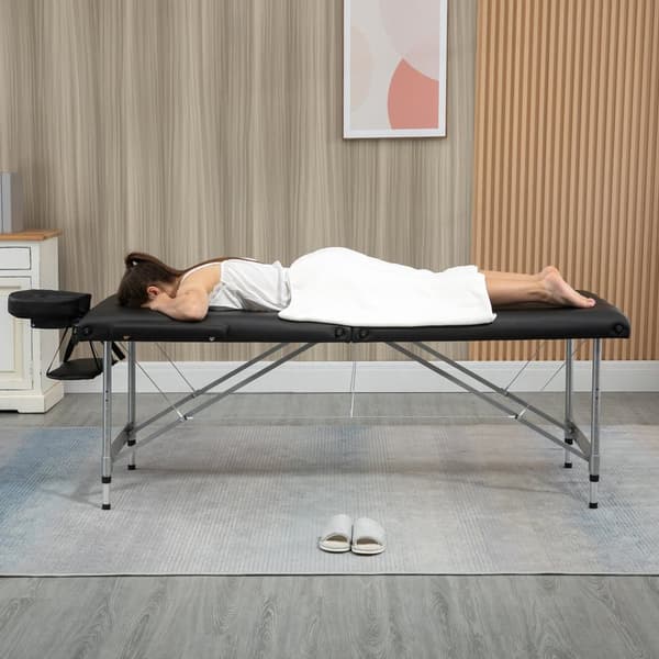 Massagebord, 186x71x62-83 cm, Sort