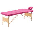 Miniatyrbild 1 av 2: Hopfällbar massagebänk 3 sektioner trä rosa