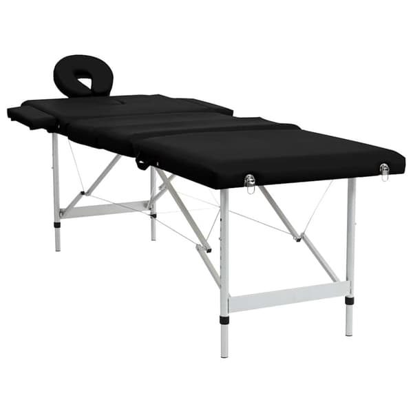 Hopfällbar massagebänk med 4 sektioner aluminiumram svart