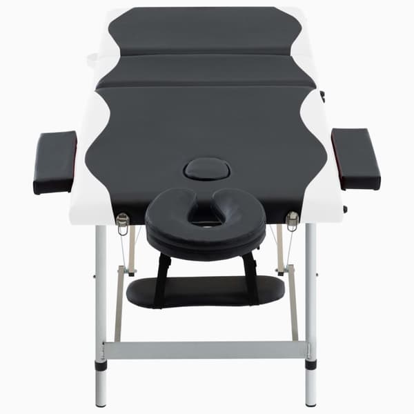 Hopfällbar massagebänk 3 sektioner aluminium svart och vit