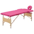 Miniatyrbild 1 av 2: Hopfällbar massagebänk 2 sektioner trä rosa