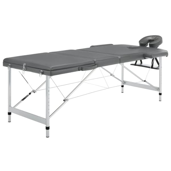 Massagebänk med 3 zoner aluminiumram antracit 186x68 cm