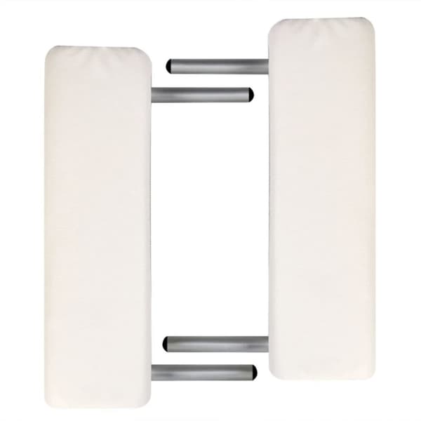 Hopfällbar massagebänk med 2 sektioner aluminiumram gräddvit