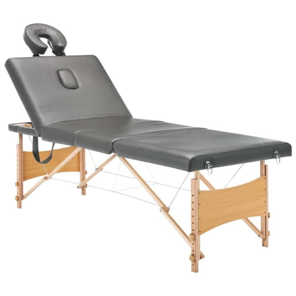 Massagebänk med 4 zoner träram antracit 186x68 cm