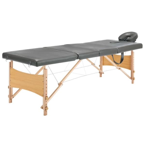 Massagebänk med 4 zoner träram antracit 186x68 cm