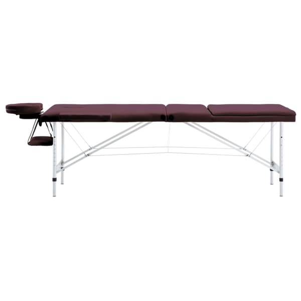Hopfällbar massagebänk 3 sektioner aluminium mörklila