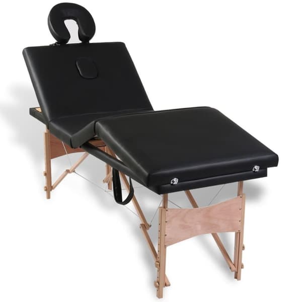 vidaXL Hopfällbar massagebänk med 4 sektioner träram svart