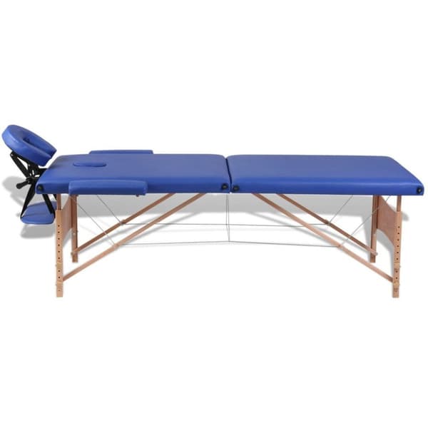 vidaXL Hopfällbar massagebänk med 2 sektioner träram blå