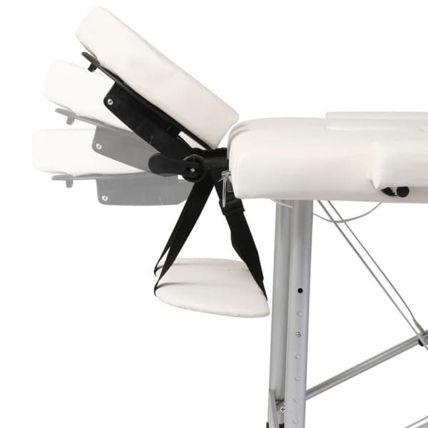 vidaXL Cremefarvet sammenfoldeligt massagebord med aluminiumsstel,3 zoner