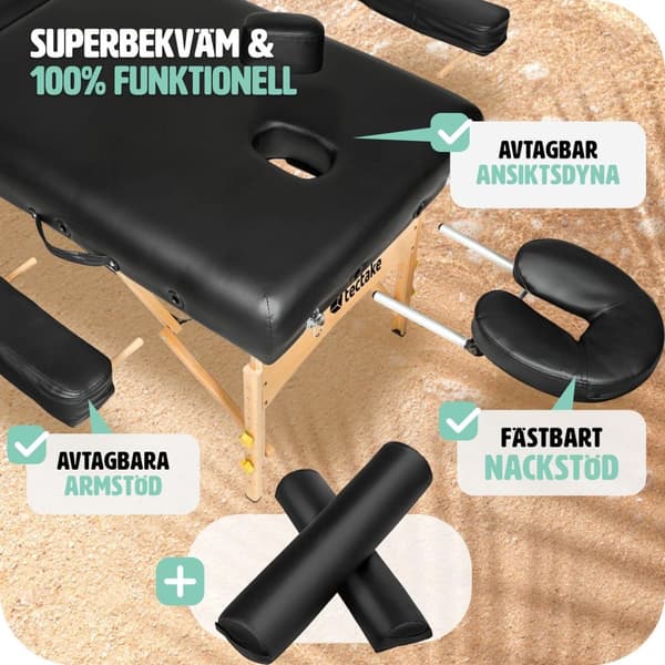 Set 2-zons massagebänk inklusive massagerullar och bärväska - svart