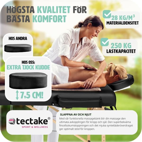 Set 2-zons massagebänk inklusive massagerullar och bärväska - svart