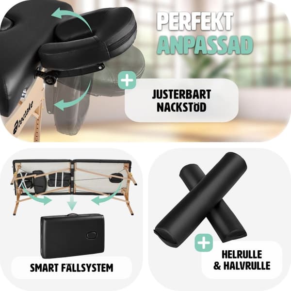 Set 2-zons massagebänk inklusive massagerullar och bärväska - svart