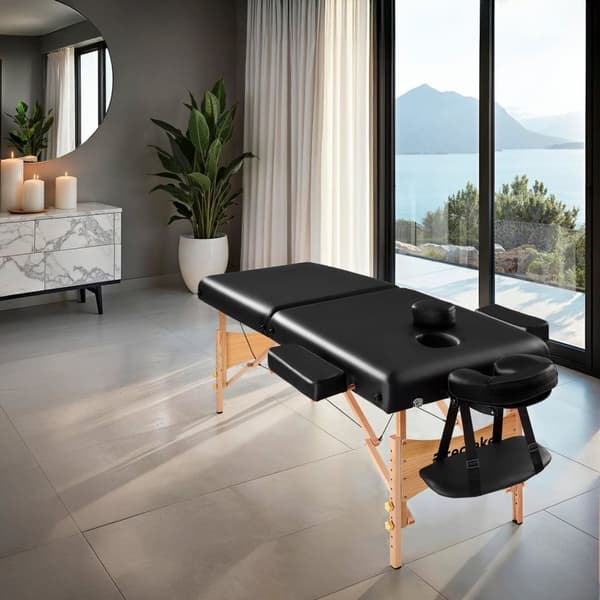 Set 2-zons massagebänk inklusive massagerullar och bärväska - svart