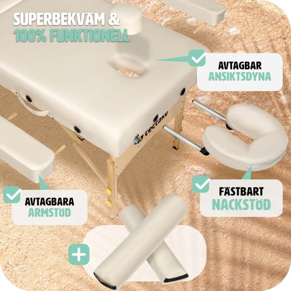 Set 2-zons massagebänk inklusive massagerullar och bärväska - beige