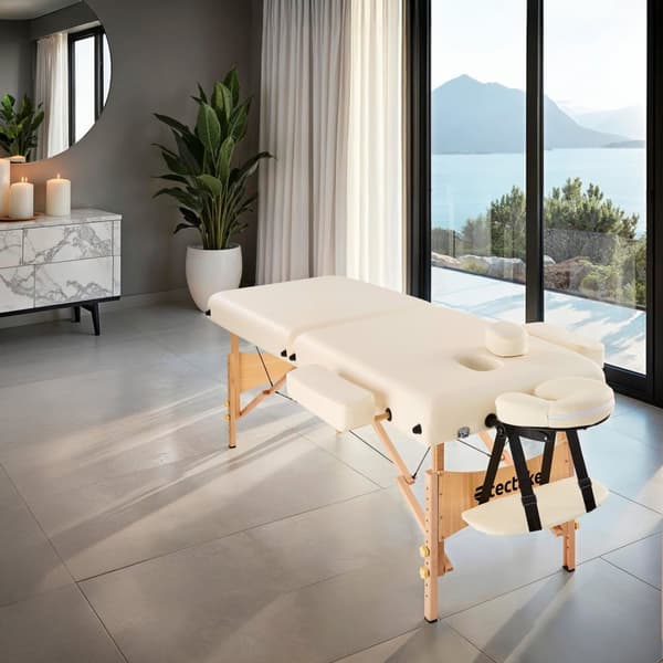 Set 2-zons massagebänk inklusive massagerullar och bärväska - beige