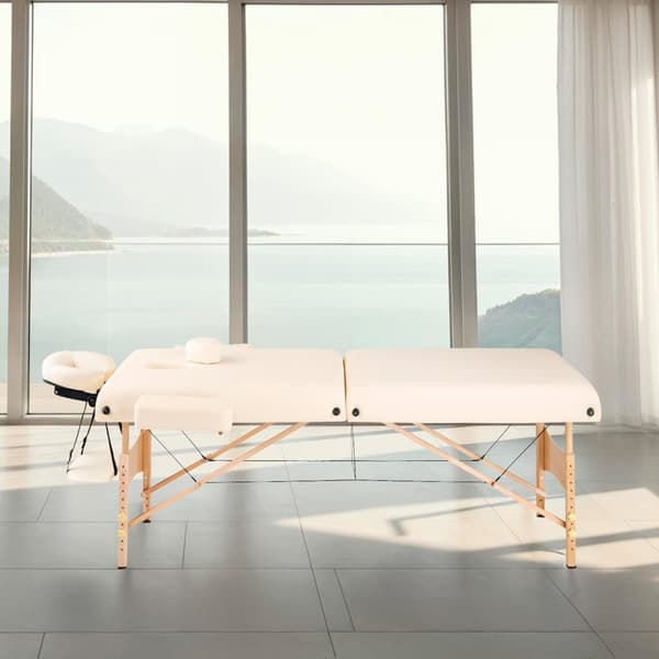 Set 2-zons massagebänk inklusive massagerullar och bärväska - beige