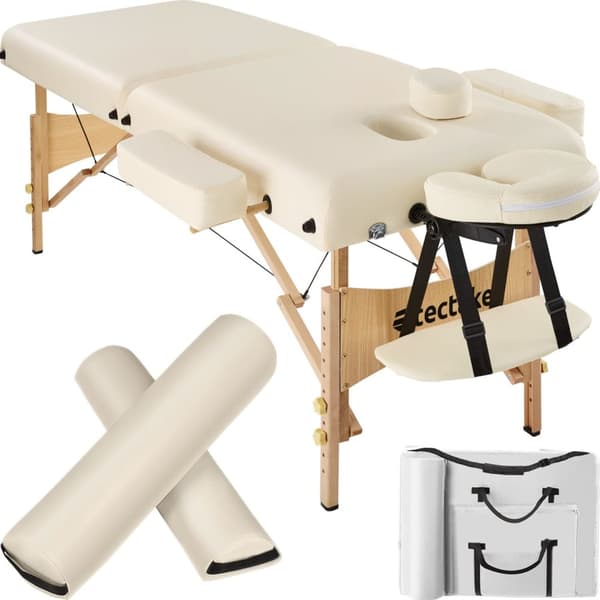 Set 2-zons massagebänk inklusive massagerullar och bärväska - beige
