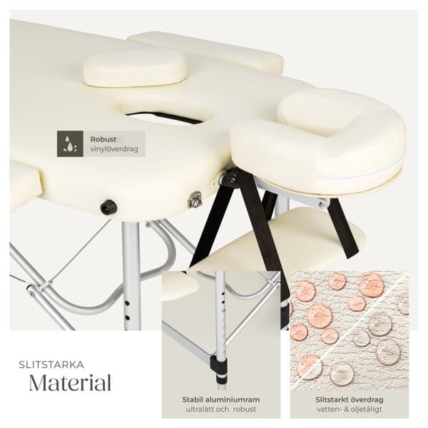 3-zons massagebänk med 5 cm stoppning och aluminiumram - beige