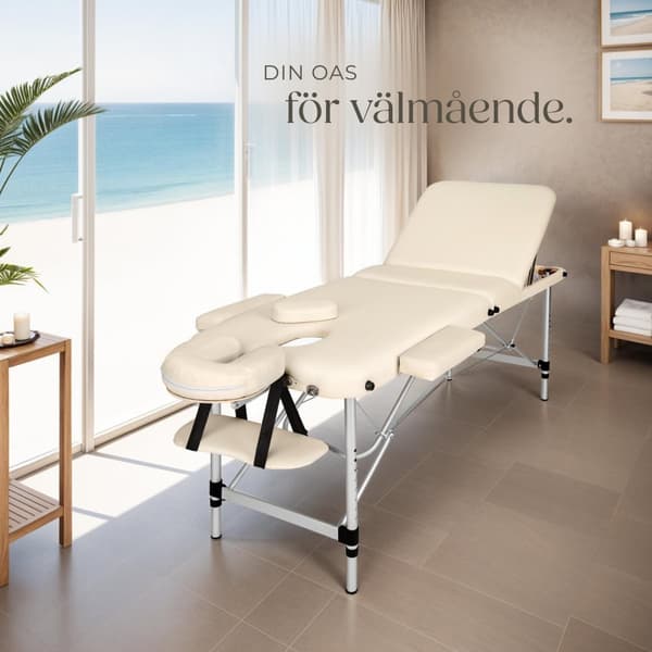 3-zons massagebänk med 5 cm stoppning och aluminiumram - beige