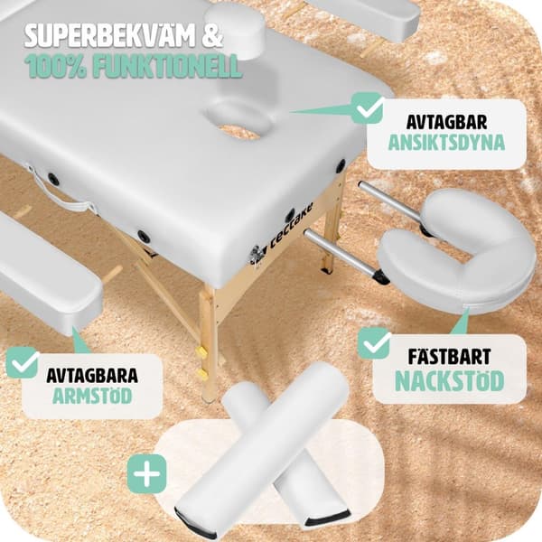 Set 2-zons massagebänk inklusive massagerullar och bärväska - vit