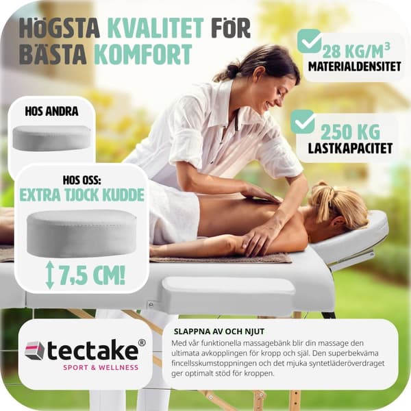 Set 2-zons massagebänk inklusive massagerullar och bärväska - vit