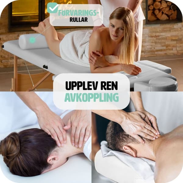 Set 2-zons massagebänk inklusive massagerullar och bärväska - vit