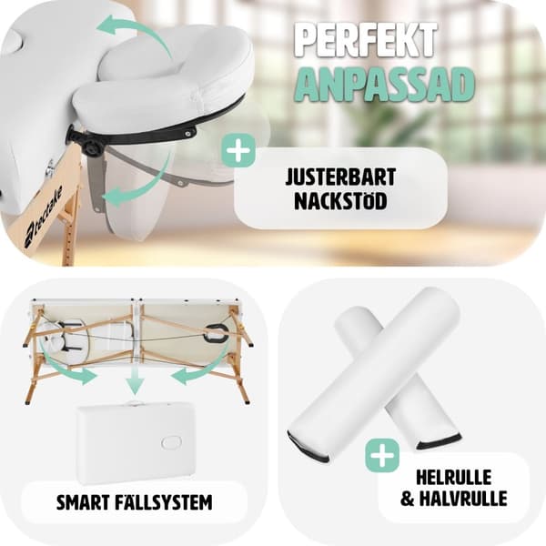 Set 2-zons massagebänk inklusive massagerullar och bärväska - vit