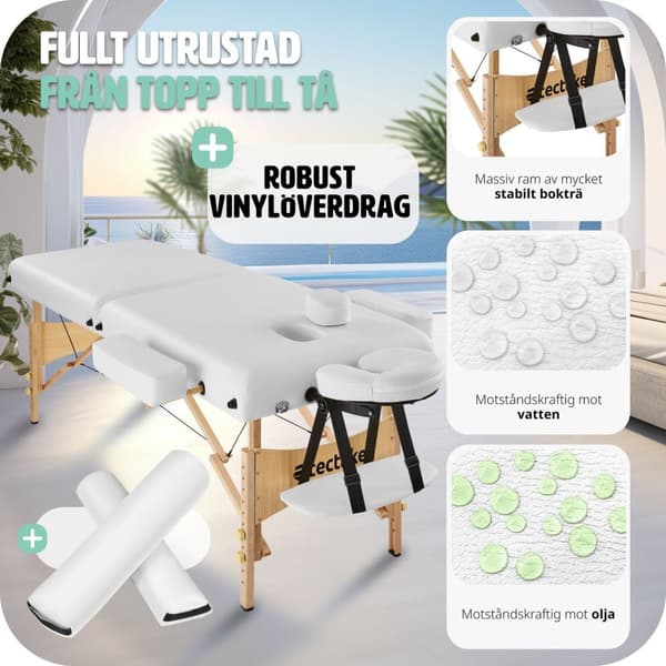 Set 2-zons massagebänk inklusive massagerullar och bärväska - vit