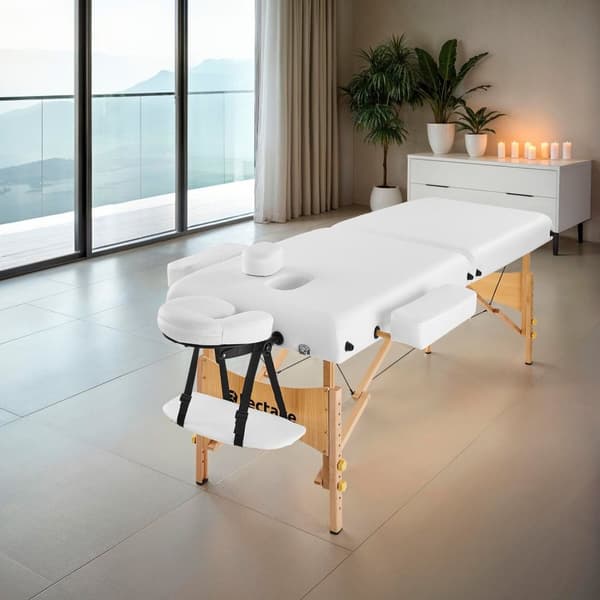 Set 2-zons massagebänk inklusive massagerullar och bärväska - vit