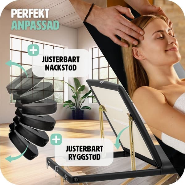 3-zons massagebänk inklusive bärväska - svart