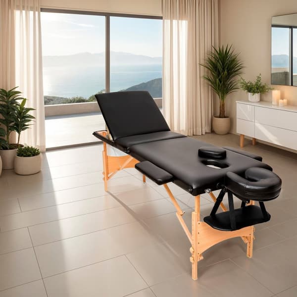 3-zons massagebänk inklusive bärväska - svart