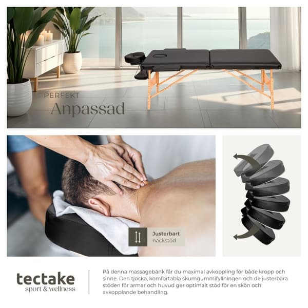 2-zons massagebänk med 5 cm stoppning, inklusive bärväska - svart