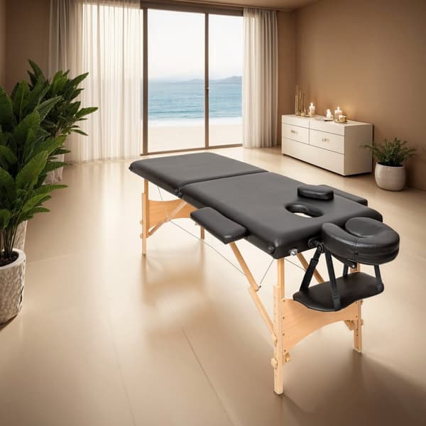 2-zons massagebänk med 5 cm stoppning, inklusive bärväska - svart