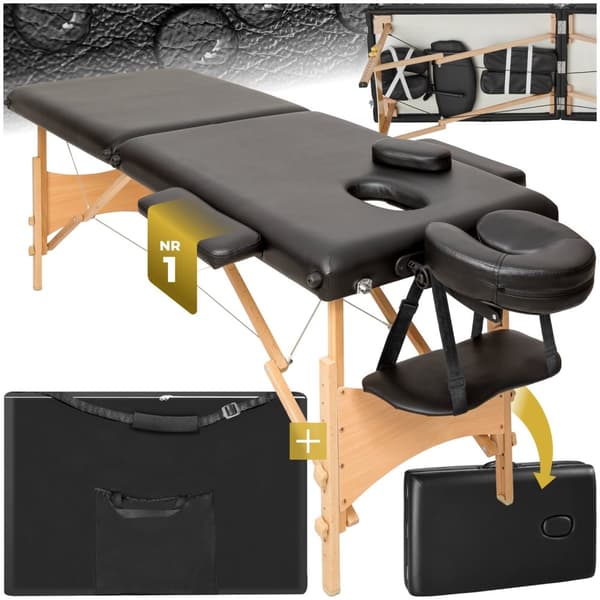 2-zons massagebänk med 5 cm stoppning, inklusive bärväska - svart