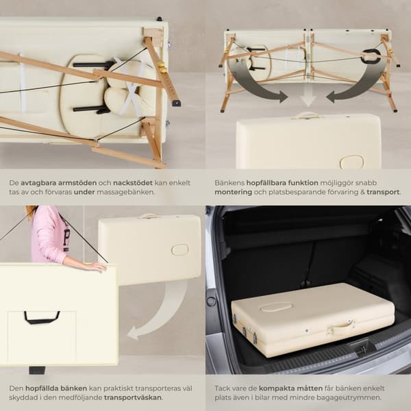 2-zons massagebänk med 5 cm stoppning, inklusive bärväska - beige