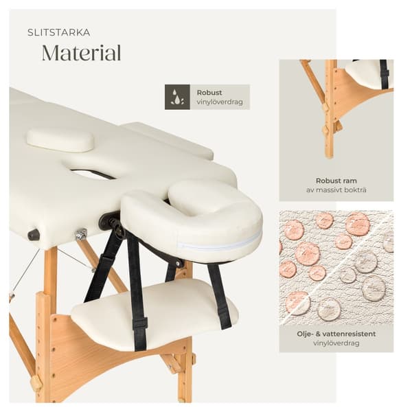 2-zons massagebänk med 5 cm stoppning, inklusive bärväska - beige