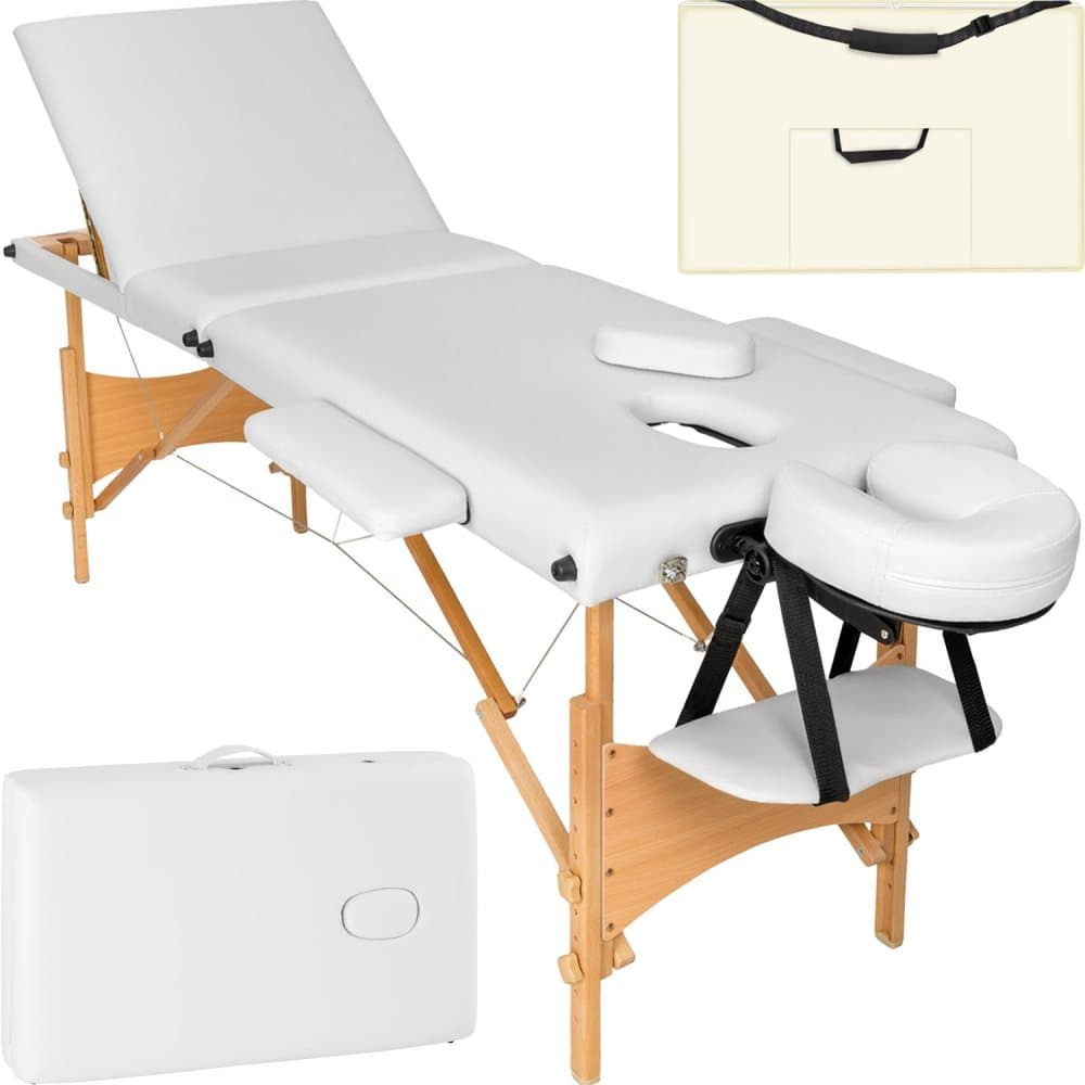 3-zons massagebänk, stoppning + väska - vit